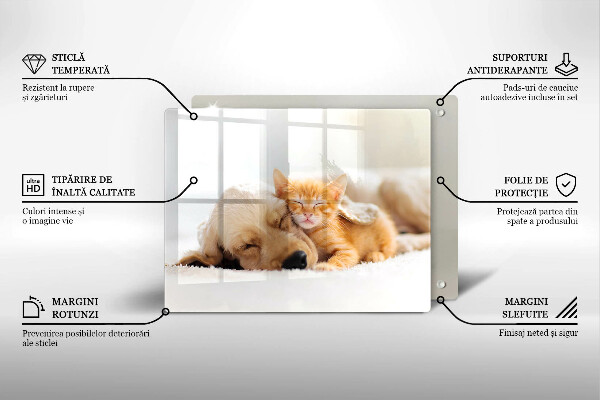 Chopping board Animals dog and cat