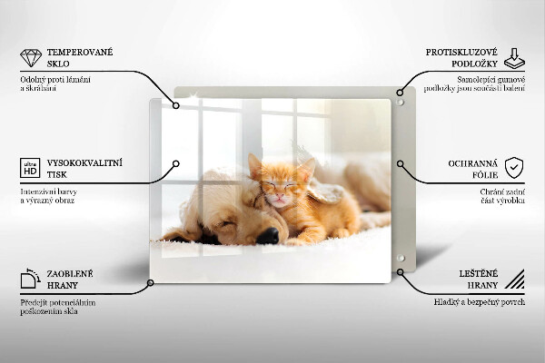 Chopping board Animals dog and cat