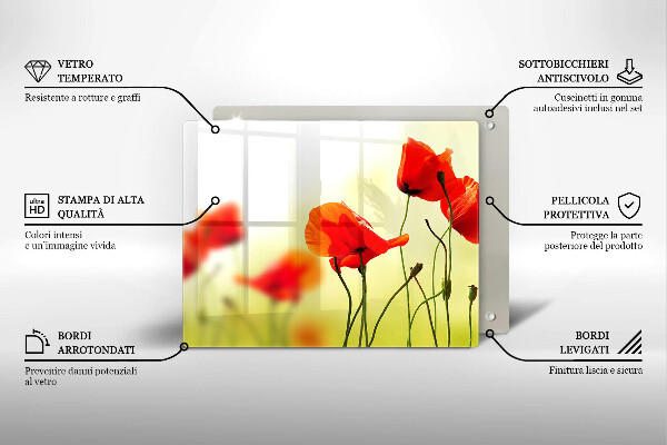 Chopping board Red flowers