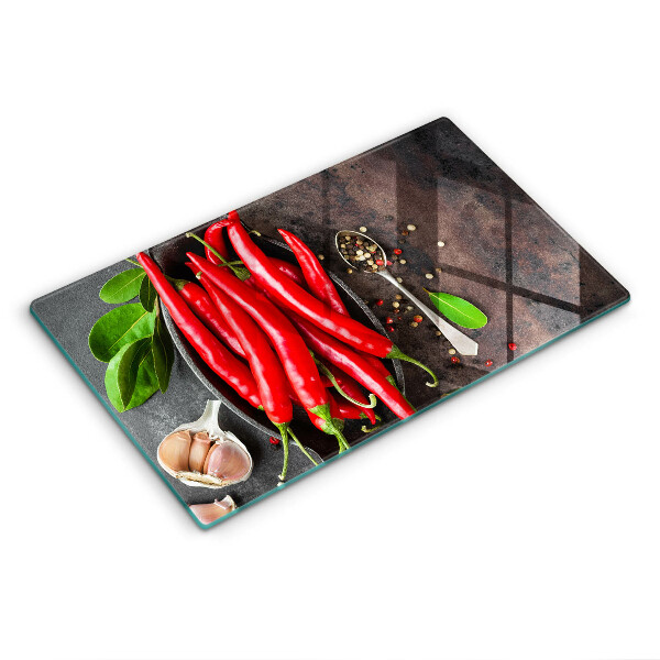 Chopping board Red chili peppers