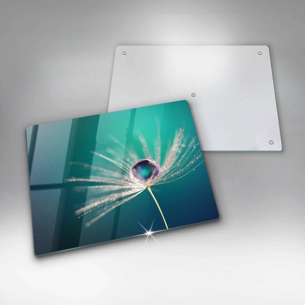 Chopping board Dew on a dandelion