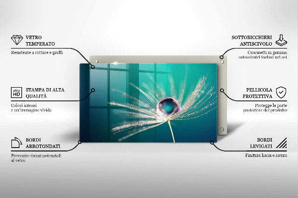 Chopping board Dew on a dandelion