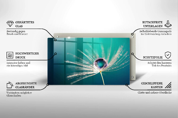 Chopping board Dew on a dandelion