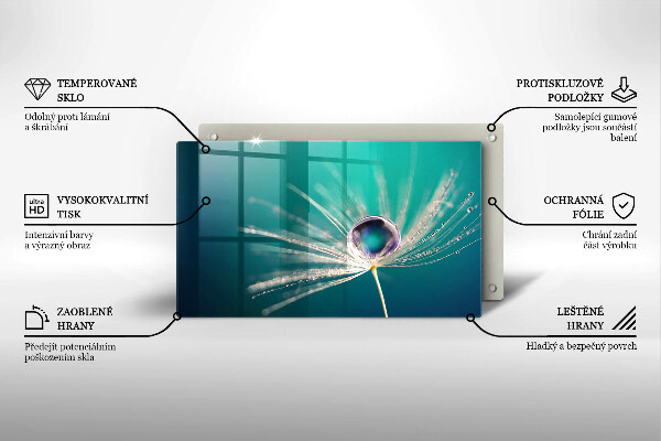 Chopping board Dew on a dandelion