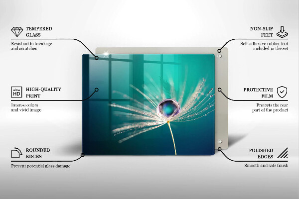 Chopping board Dew on a dandelion