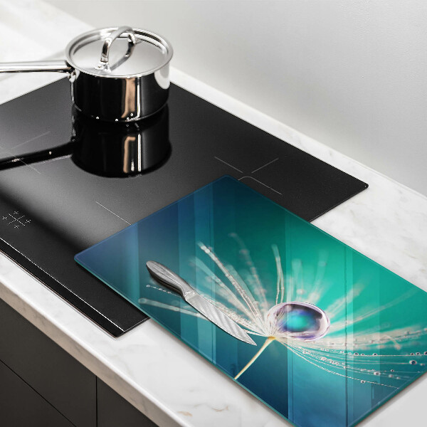 Chopping board Dew on a dandelion