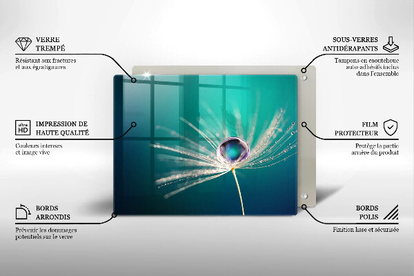 Chopping board Dew on a dandelion