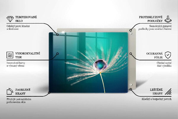 Chopping board Dew on a dandelion