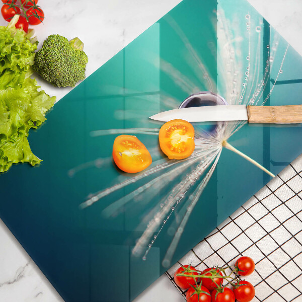 Chopping board Dew on a dandelion