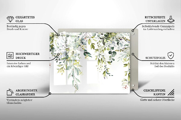Chopping board Decorative leaves and flowers