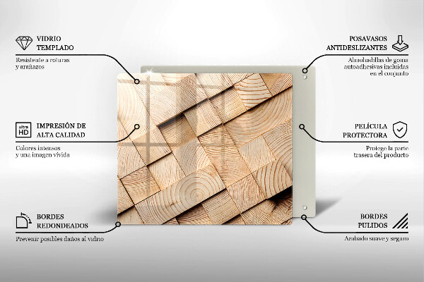 Glass worktop saver Wooden squares