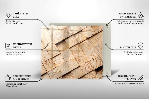 Glass worktop saver Wooden squares