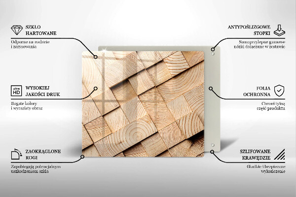 Glass worktop saver Wooden squares