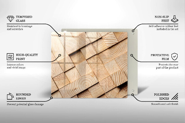Glass worktop saver Wooden squares
