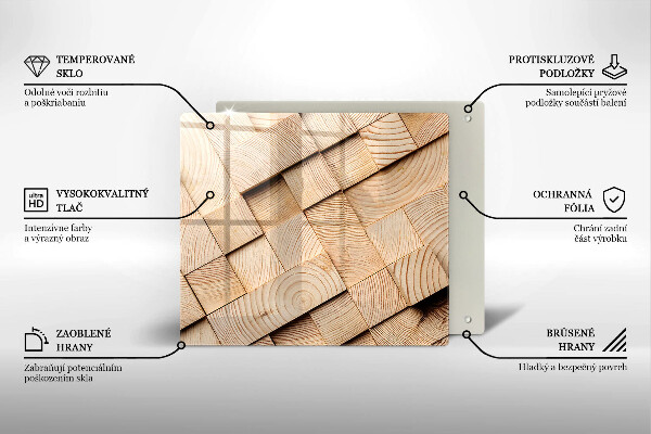 Glass worktop saver Wooden squares