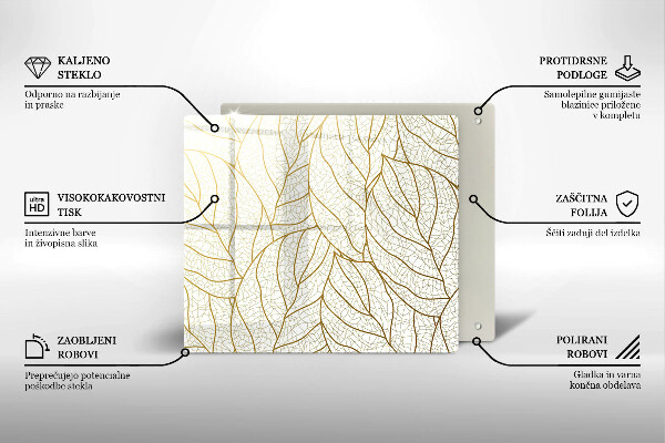 Kitchen worktop protector Line-art leaves pattern