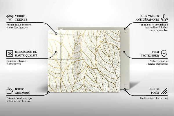 Kitchen worktop protector Line-art leaves pattern