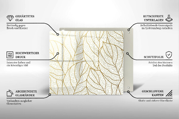 Kitchen worktop protector Line-art leaves pattern