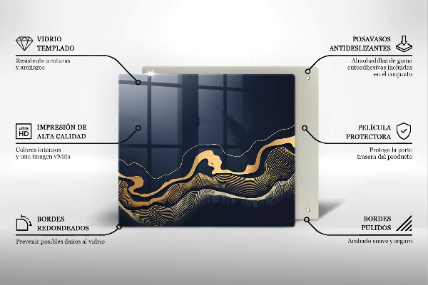 Kitchen worktop protector Abstraction golden lines