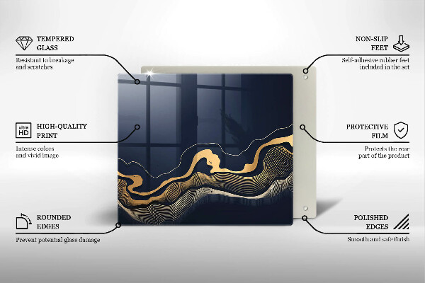 Kitchen worktop protector Abstraction golden lines