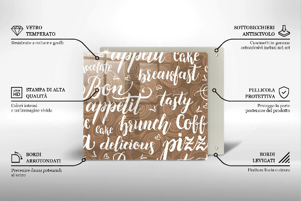 Glass worktop saver Text Bon Appetit