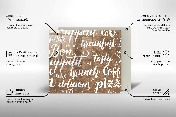 Glass worktop saver Text Bon Appetit