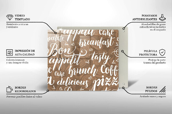 Glass worktop saver Text Bon Appetit