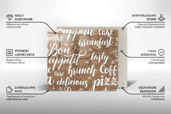 Glass worktop saver Text Bon Appetit