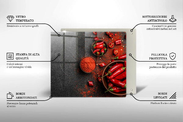 Glass worktop saver Red chili peppers