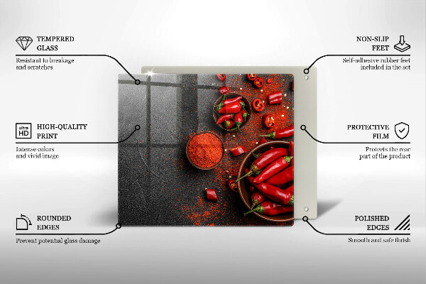 Glass worktop saver Red chili peppers