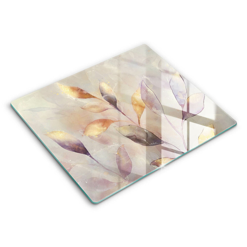 Glass worktop saver Painted boho leaves