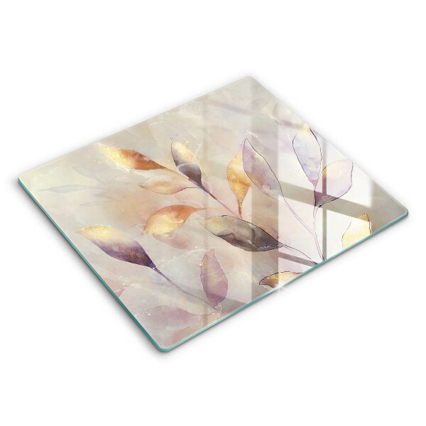 Glass worktop saver Painted boho leaves