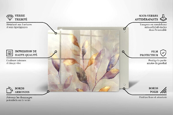 Glass worktop saver Painted boho leaves