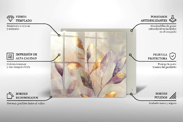 Glass worktop saver Painted boho leaves