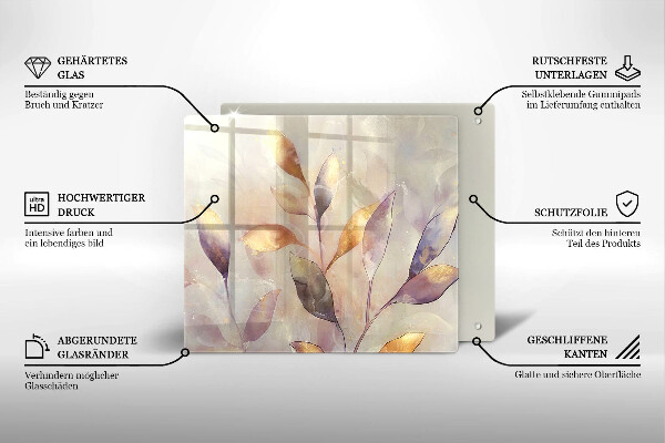 Glass worktop saver Painted boho leaves