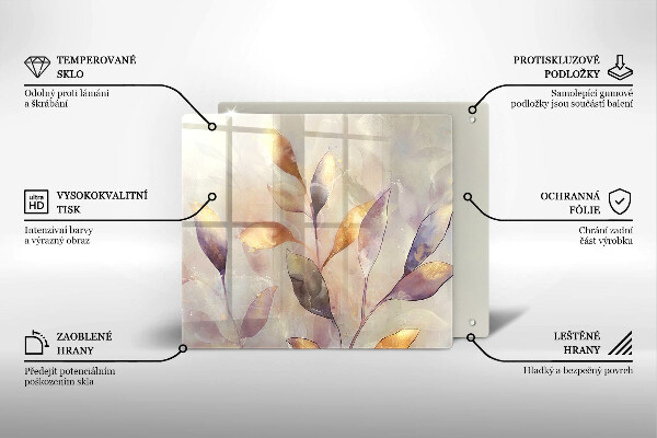 Glass worktop saver Painted boho leaves