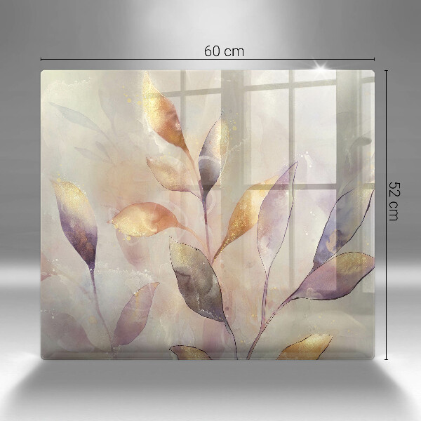 Glass worktop saver Painted boho leaves