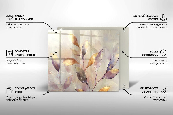 Glass worktop saver Painted boho leaves