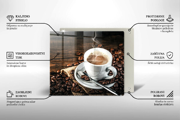 Glass worktop saver Cup and coffee beans