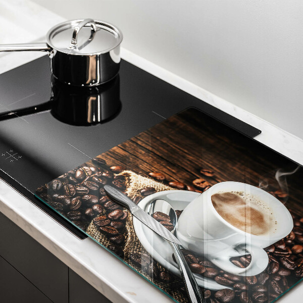 Glass worktop saver Cup and coffee beans