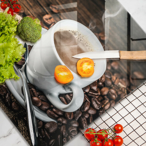 Glass worktop saver Cup and coffee beans