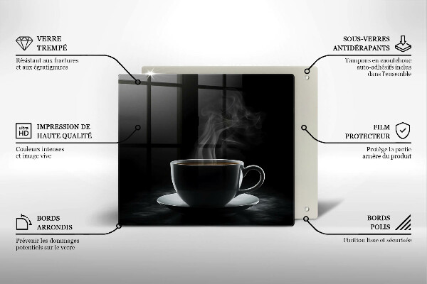 Chopping board Hot cup of coffee