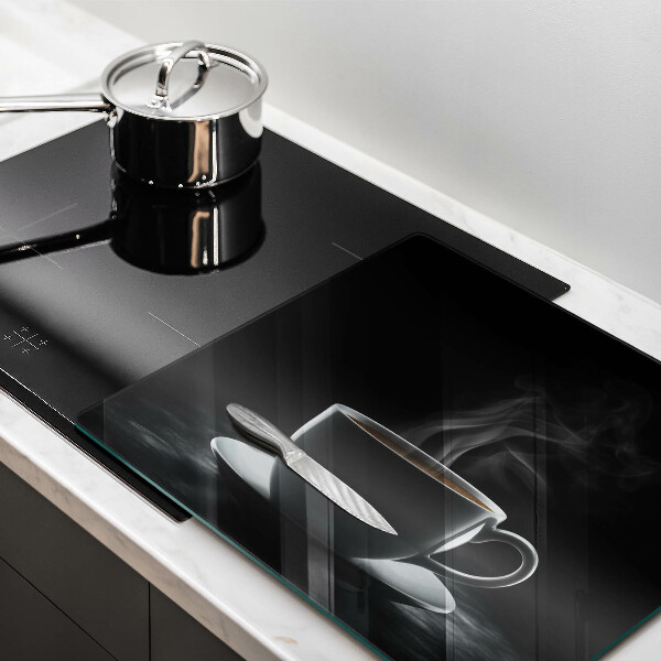 Chopping board Hot cup of coffee