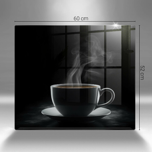 Chopping board Hot cup of coffee