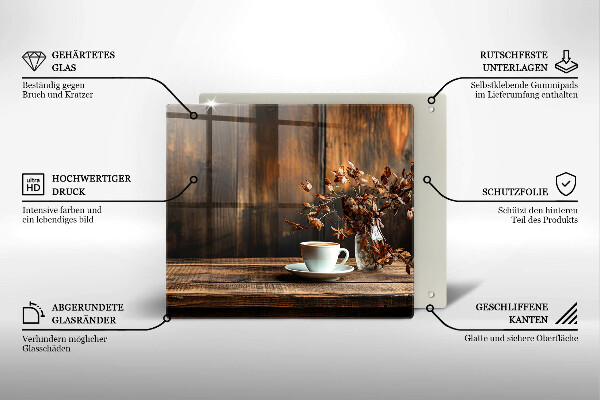 Chopping board Coffee cup and wood