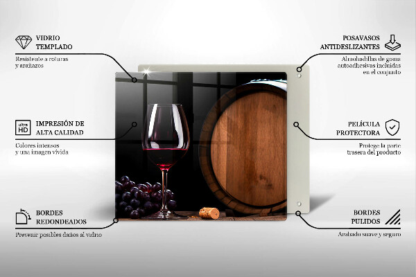 Chopping board A barrel of wine glass