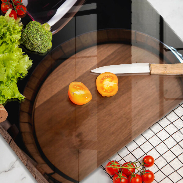 Chopping board A barrel of wine glass