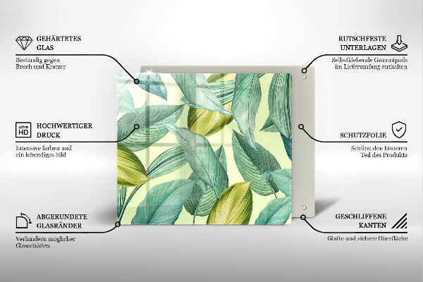 Chopping board Green tropical leaves