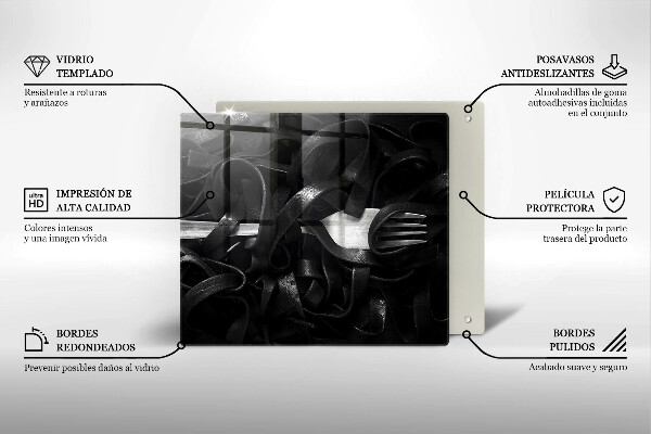 Kitchen worktop protector Black tagliatelle pasta