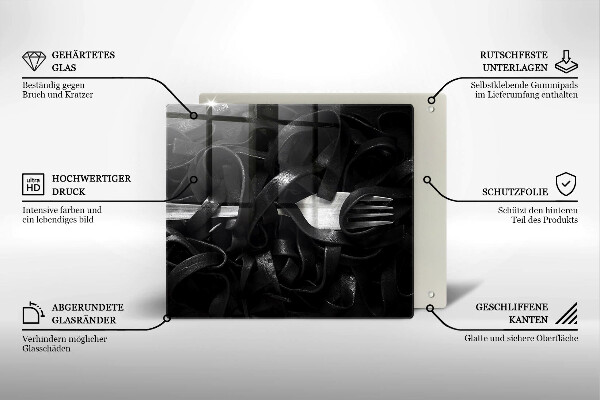 Kitchen worktop protector Black tagliatelle pasta